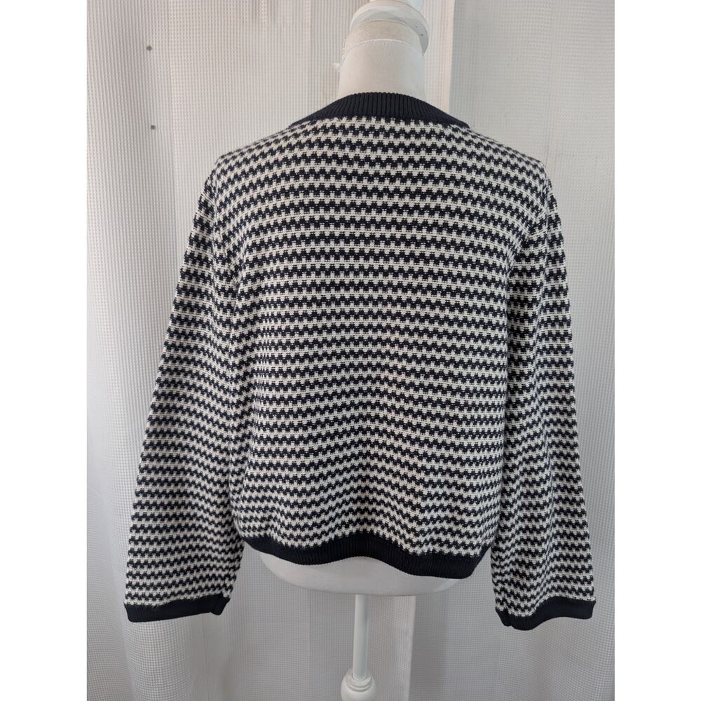 NWOT! FREE ASSEMBLY! BLACK & WHITE BLOCK STRIPED, POCKETED CARDIGAN SWEATER! XXL - Picture 7 of 14